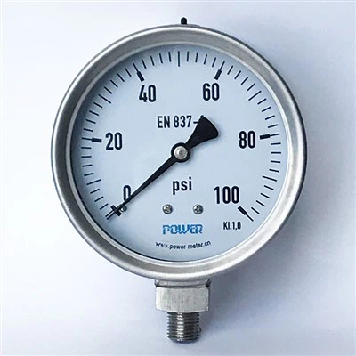 Safety Patten Dial 100mm Solid Front Pressure Gauge
